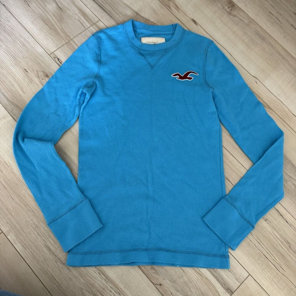 Y2K Hollister Blue Long Sleeve Thermal Top Waffle Size S
